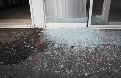 Broken sliding glass door