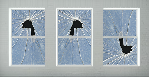 Broken window glass